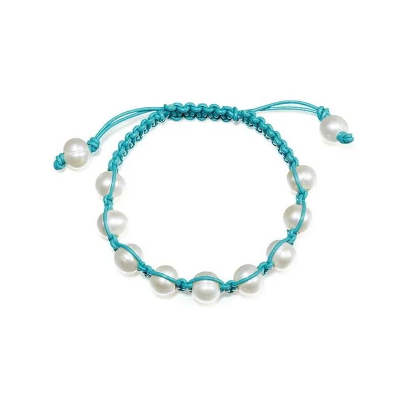 Hit sprzedaży Turkusowa bransoletka skórzana z perłami Nova Pearls Copenhagen Amandine Bonami