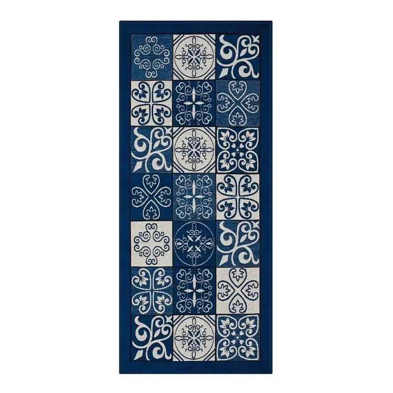 Oferta limitowana Niebieski wytrzymały chodnik kuchenny Webtapetti Maiolica Blu, 55x190 cm Bonami