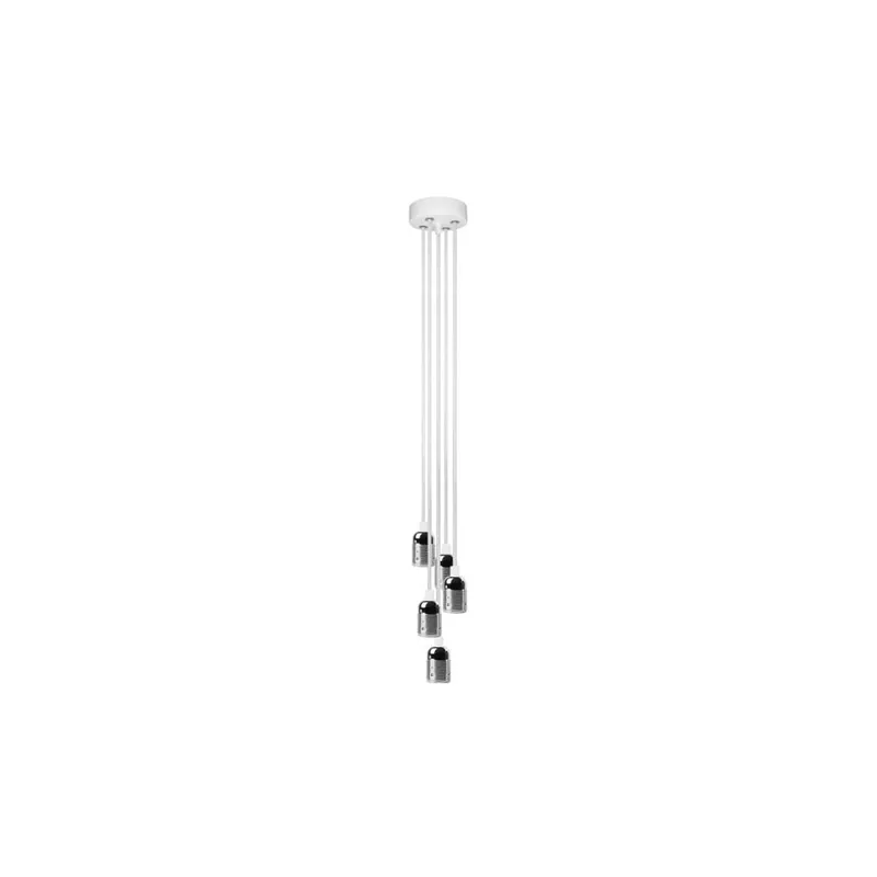 Oferta czasowa Biała pięcioramienna lampa wisząca ze srebrną oprawką Bulb Attack Uno Unit Bonami