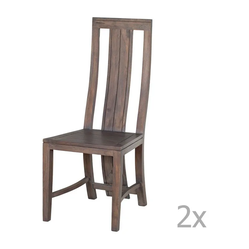 Zestaw 2 krzeseł z szarego drewna akacjowego Woodjam Zara Bonami Zniżka