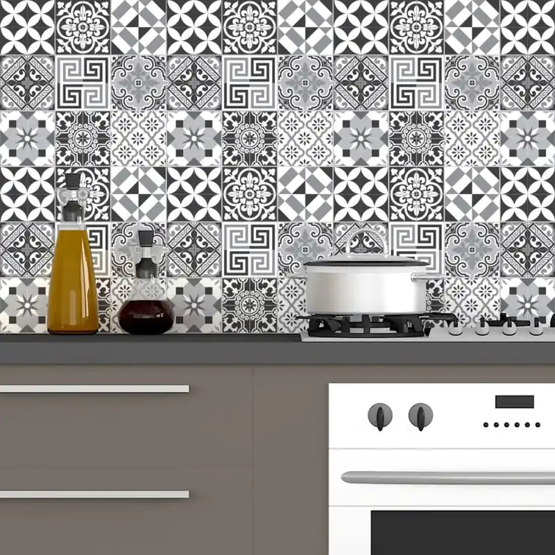 Zestaw 60 samoprzylepnych naklejek ściennych Ambiance Elegant Tiles Shade of Gray, 10x10 cm Bonami Szybka wysyłka