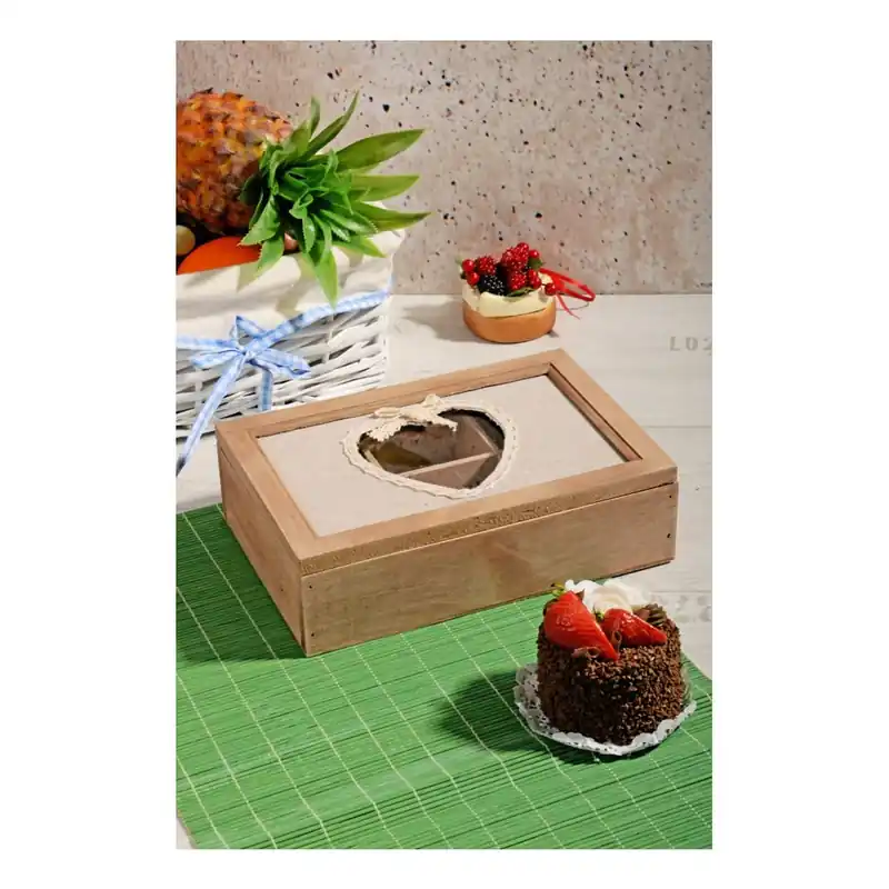 Ograniczona ilość Pojemnik bambusowy na herbatę Kosova Heart Shape, 24x16 cm Bonami