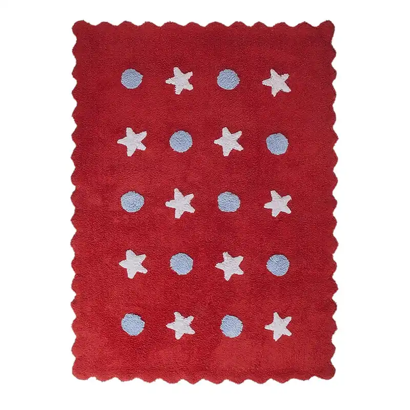 Promocja Czerwony dywan bawełniany Happy Decor Kids Little Waves, 160x120 cm Bonami