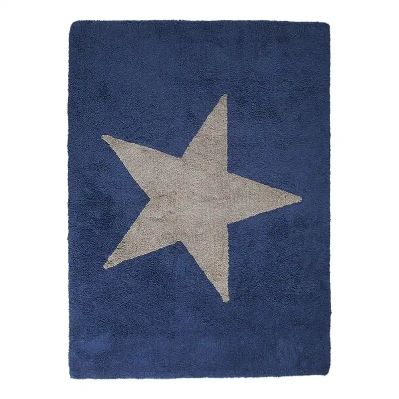 Zamów teraz Granatowy dywan bawełniany Happy Decor Kids Big Star, 160x120 cm Bonami