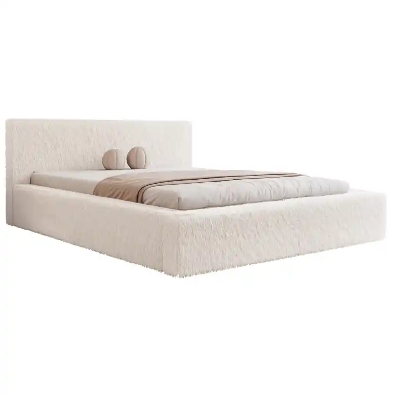 Łóżko Tapicerowane Fluffy 140x200 Białe Premium Ekspresowa dostawa