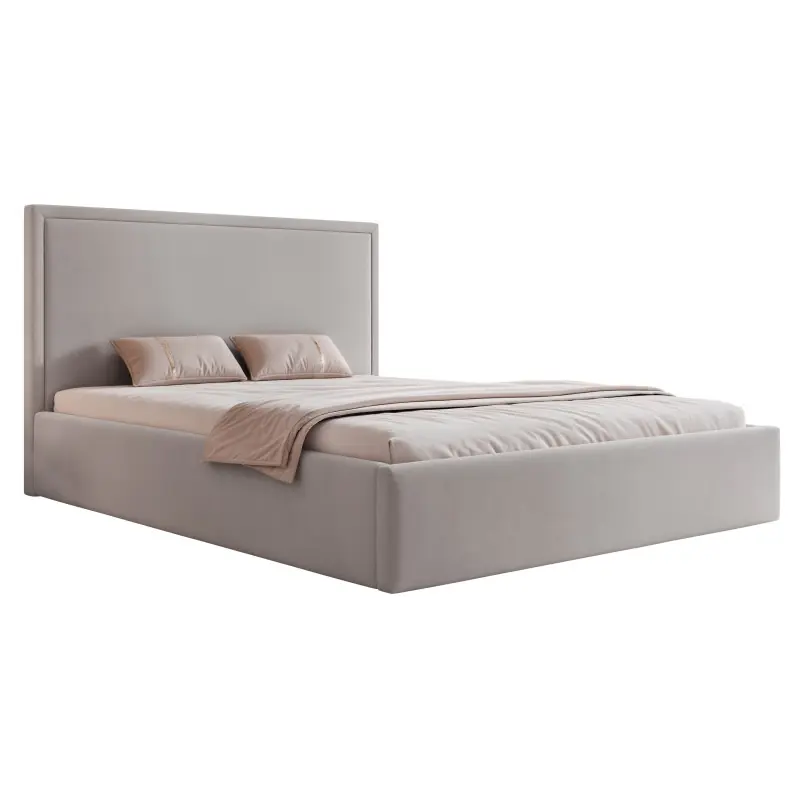Dostępne od ręki Łóżko Tapicerowane Asuro 160x200 Szare Premium