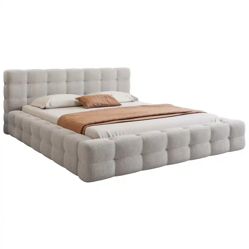 Łóżko Tapicerowane Amaro 160x200 Jasnoszare Premium Taniej