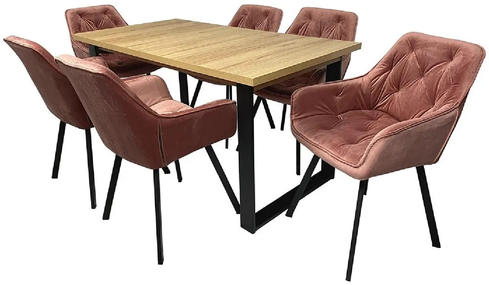 Taniej Stół loft Venus rozkładany z 6 krzesłami Rosa sonoma / róż
