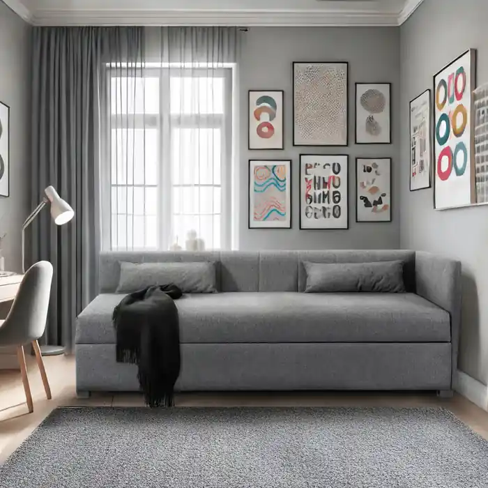 Karo 2 Łóżko tapicerowane, 90×200 cm, szare Ostatnie sztuki