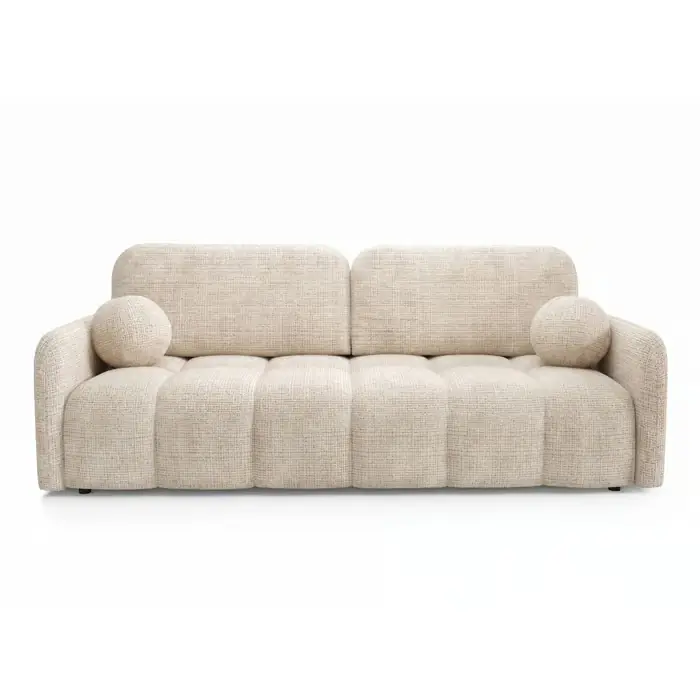 Zen Sofa rozkładana, 2-osobowa, beż szenil Okazja