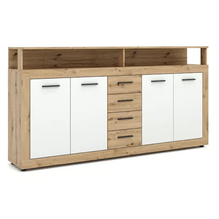 Zniżka Blago Komoda 190 cm, z szufladami, dąb artisan/biały