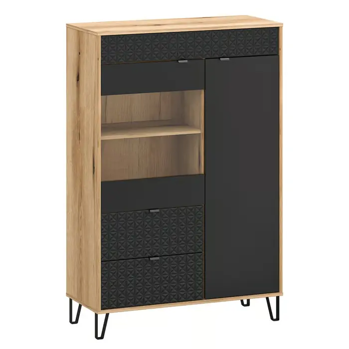 Nabello Witryna niska 93,9 cm, dąb evoke/czarny Promocja