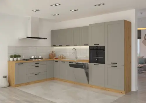 Kuchnia narożna z blatem Luna Clay Grey/artisan 2,1m na 3,5m Ekspresowa dostawa