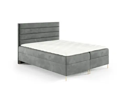Oferta czasowa Łóżko kontynentalne na nóżkach Bino 200x200cm szary - tkanina Riviera 91