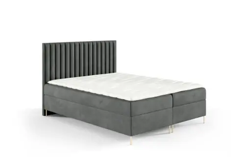 Wyjątkowa oferta Łóżko kontynentalne na nóżkach Lira 120x200cm szary - tkanina Riviera 91