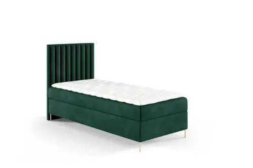 Łóżko kontynentalne na nóżkach Lira 90x200cm zieleń - tkanina Riviera 38 Oferta czasowa