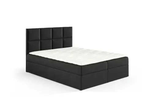 Łóżko kontynentalne z pojemnikiem Kleo 140x200cm czarny - tkanina Riviera 100 Oferta czasowa
