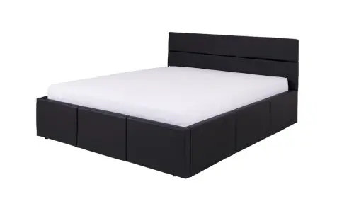 Łóżko tapicerowane C 160x200 stelaż+pojemnik czarna ekoskóra Nowość