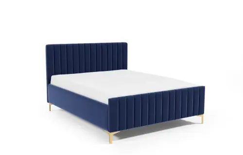 Wyjątkowa oferta Łóżko tapicerowane na nóżkach Amelia 140x200 granatowy - Riviera 81