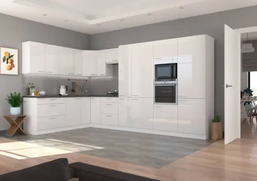Bezpieczne zakupy Meble kuchenne Lara biały połysk 230 na 370cm