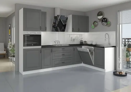 Meble kuchenne narożne Stilo Dust Grey/biały 2,85m na 1,7m Zamów dziś