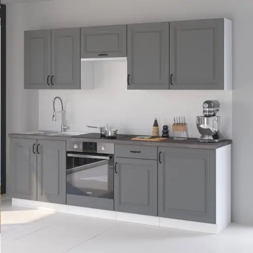 Meble kuchenne z blatem Stilo Dust Grey/biały 250cm Oferta