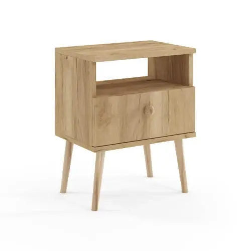 Oferta limitowana Stolik nocny Bolea 1S 44 cm z szufladą dąb craft złoty